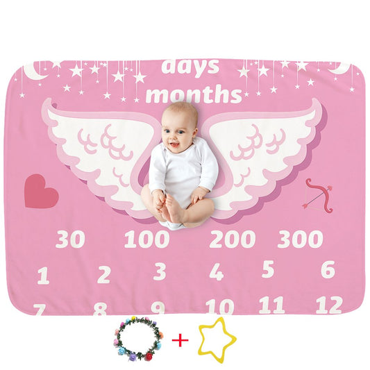 Baby full moon blanket-Baby Hundred Days Background Props Blanket Baby Monthly Milestone Blanket (Pink)