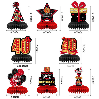 9 Pieces 40th Birthday Decoration 40th Birthday Centerpieces for Tables Decorations Cheers to 40 Years (Black Red)