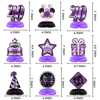 9 Pieces 40th Birthday Decoration 40th Birthday Centerpieces for Tables Decorations Cheers to 40 Years (Purple Silver)