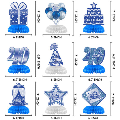 9 Pieces 40th Birthday Decoration 40th Birthday Centerpieces for Tables Decorations Cheers to 40 Years (Blue Silver)