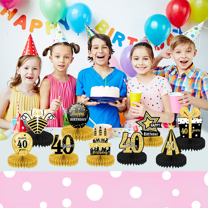 9 Pieces 40th Birthday Decoration 40th Birthday Centerpieces for Tables Decorations Cheers to 40 Years (Black Gold)