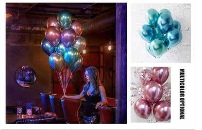 10in 50pcs thick metallic / retro latex balloons birthday party decoration wedding supplies circular latex balloon (Ready stock in Singapore)