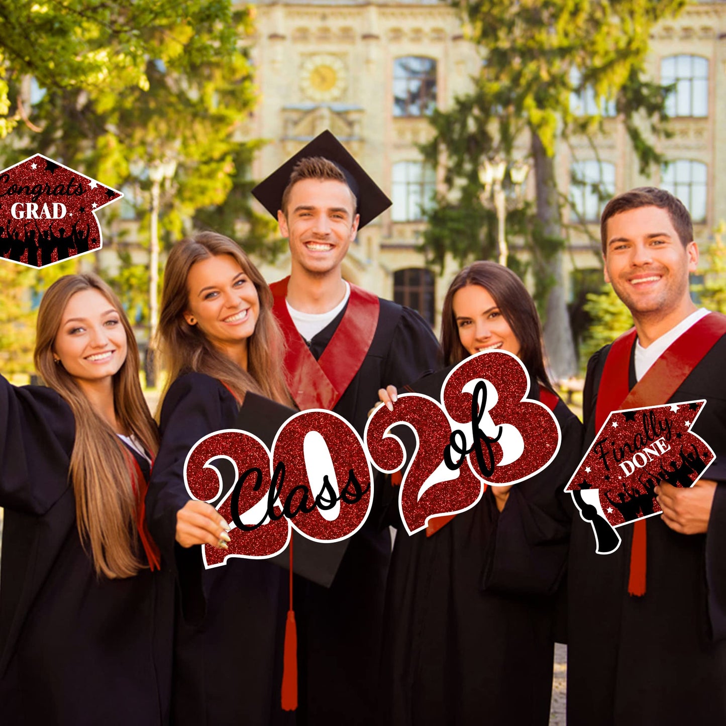 2023 Graduation Yard Sign Stakes Decorations - Congrats Grad Class of 2023 Outdoor Lawn Decor - High School College Grad Graduation Party Decoration Supplies (Maroon)