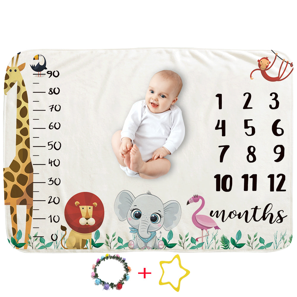 Milestone Blanket for Infant Girls and Boys Newborn Baby Gift Baby Photo Blanket 12 Months Baby Growth Chart (Giraffe)