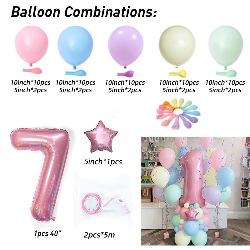 Macaron Latex Balloon Children's Birthday Decoration Birthday Full Moon Package Combination Party Scene Decoration