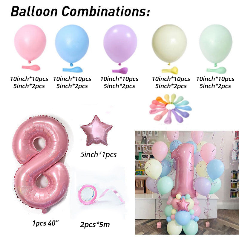 Macaron Latex Balloon Children's Birthday Decoration Birthday Full Moon Package Combination Party Scene Decoration