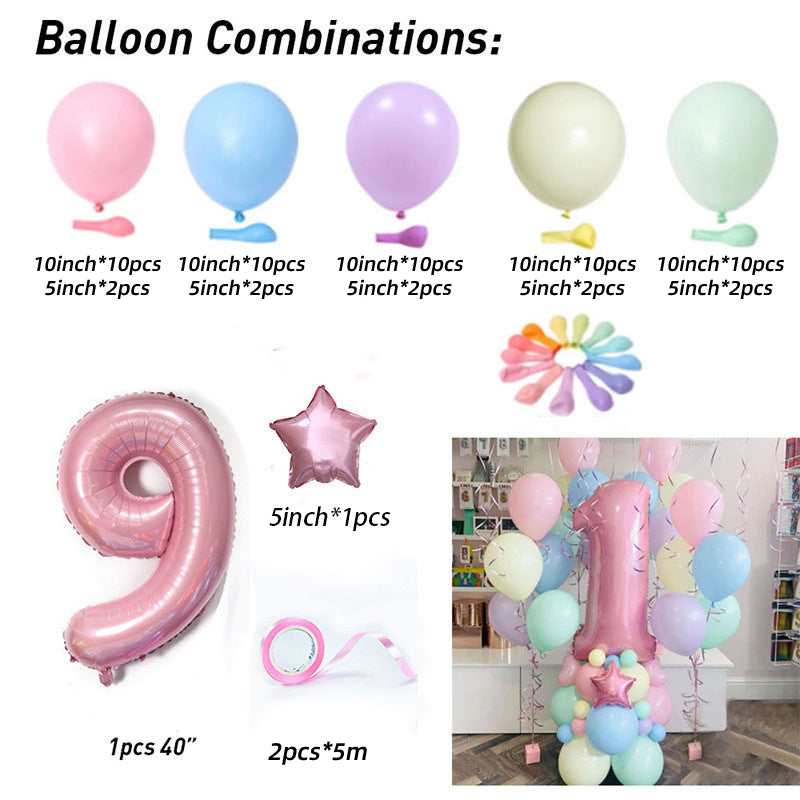 Macaron Latex Balloon Children's Birthday Decoration Birthday Full Moon Package Combination Party Scene Decoration