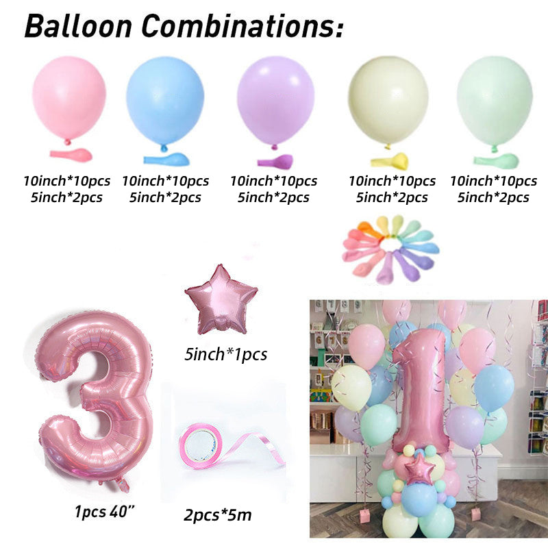 Macaron Latex Balloon Children's Birthday Decoration Birthday Full Moon Package Combination Party Scene Decoration