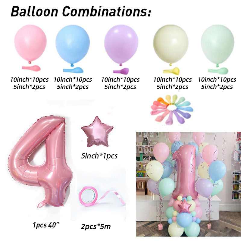 Macaron Latex Balloon Children's Birthday Decoration Birthday Full Moon Package Combination Party Scene Decoration