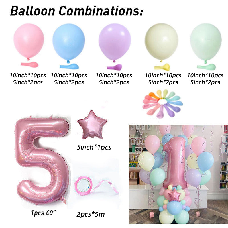 Macaron Latex Balloon Children's Birthday Decoration Birthday Full Moon Package Combination Party Scene Decoration