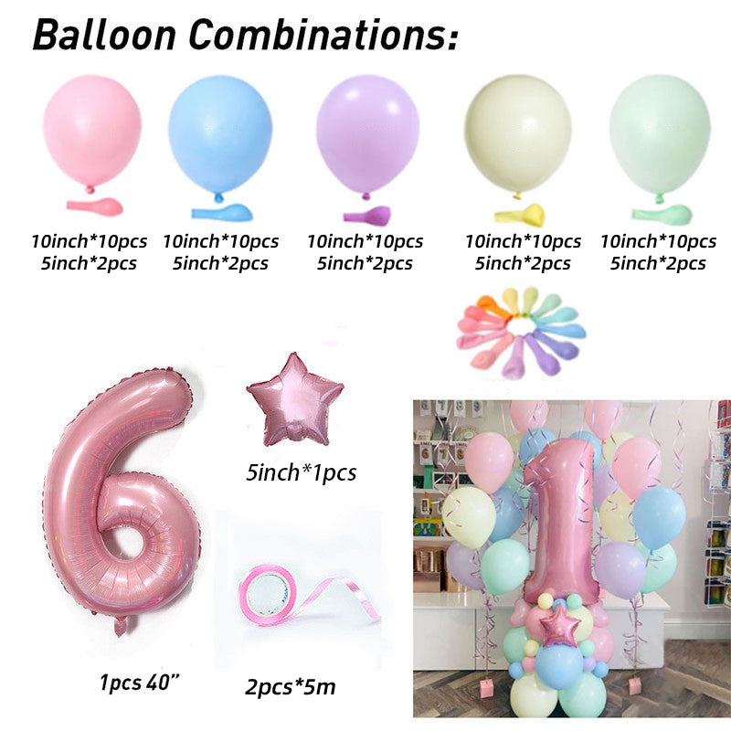 Macaron Latex Balloon Children's Birthday Decoration Birthday Full Moon Package Combination Party Scene Decoration